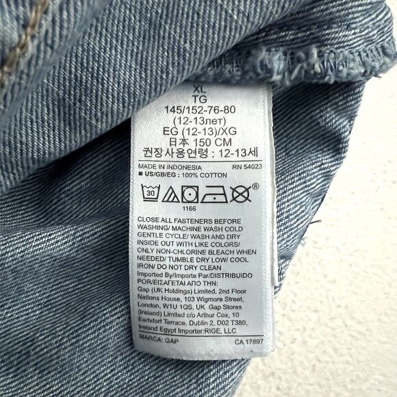 NWT Gap Kids Teen Girls Dolman Cropped Blue Color Block Denim Jean Jacket 12 XL - Picture 10 of 11